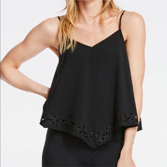 Fabletics Brice Black Sleeveless Embroidered Bottom Top / Tank S - Picture 1 of 5